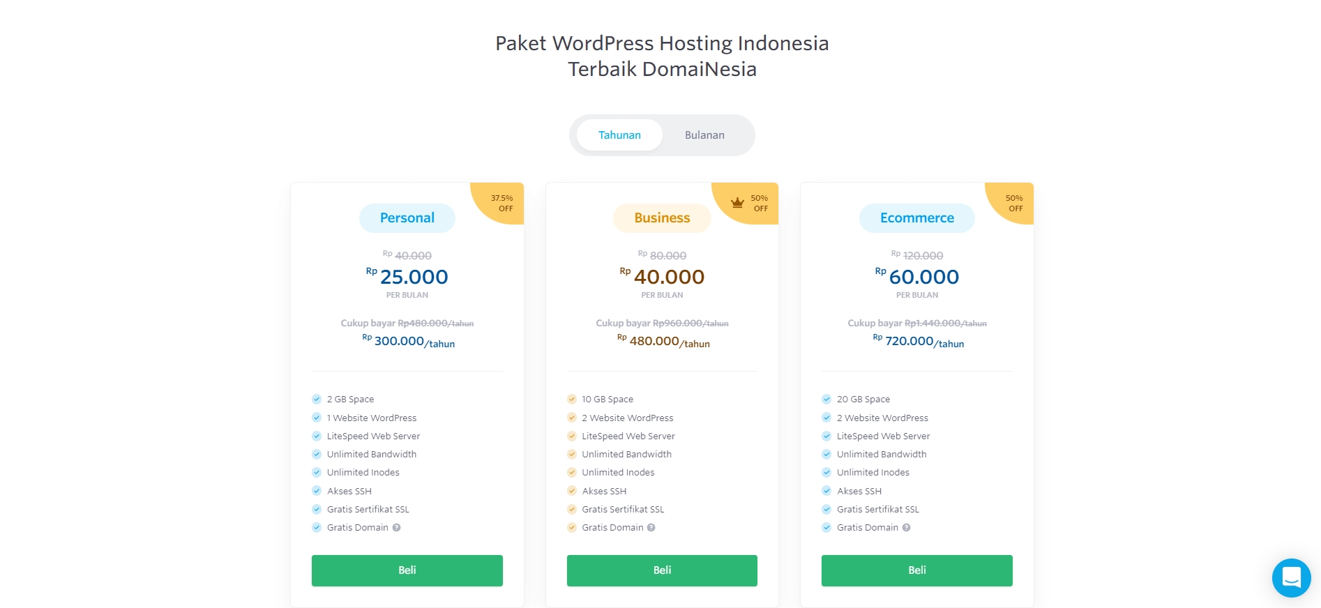 pilih hosting dan domain