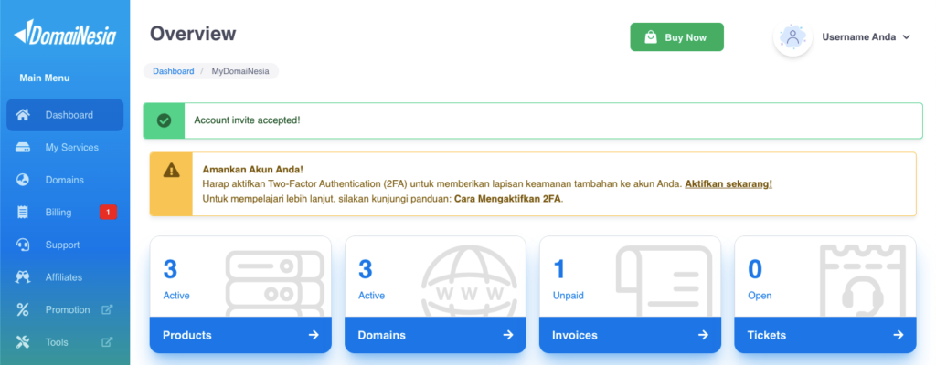 Cara Membuat Sub Akun DomaiNesia 9 cara membuat sub akun