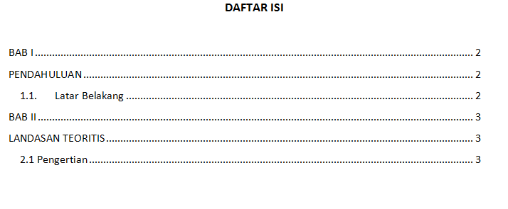 membuat daftar isi