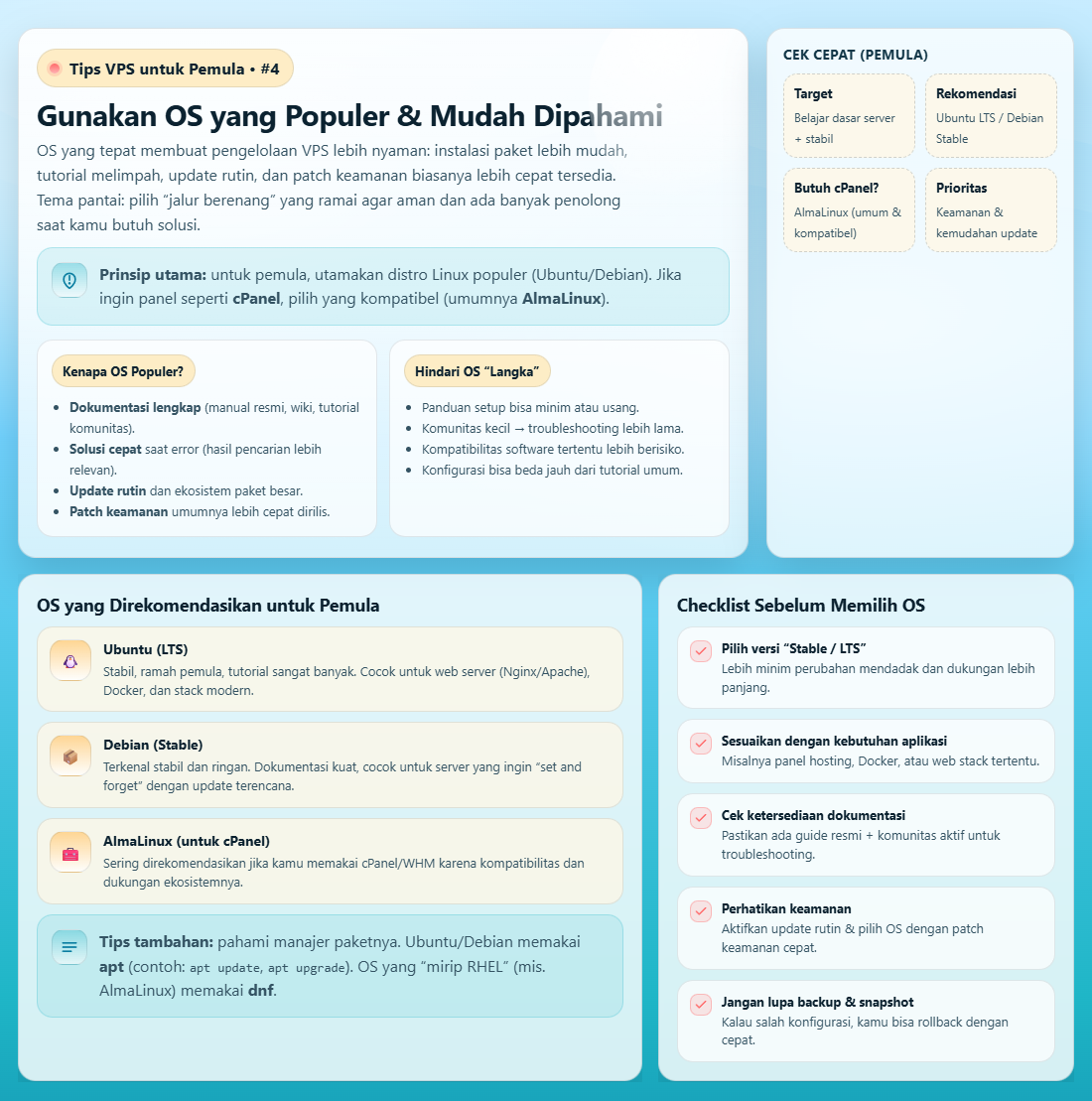 10 Tips Menggunakan VPS Untuk Pemula 5 OS yang Populer dan Mudah Dipahami