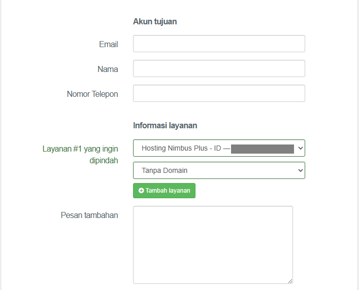 Panduan Pemindahan Layanan antar Akun 4 Panduan Pemindahan Layanan antar Akun 3