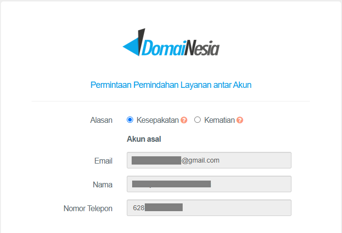 Panduan Pemindahan Layanan antar Akun 3 Panduan Pemindahan Layanan antar Akun 2