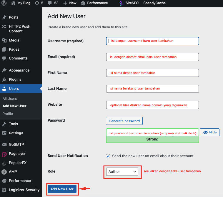 Menambah role user di WordPress
