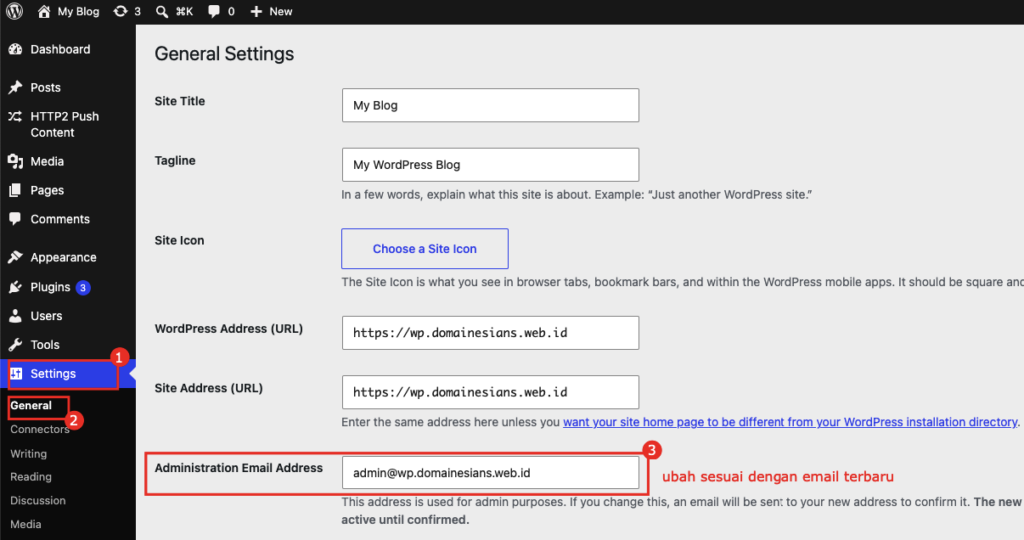 Cara Mengubah Email Admin di WordPress 3 Cara mengubah email admin di WordPress