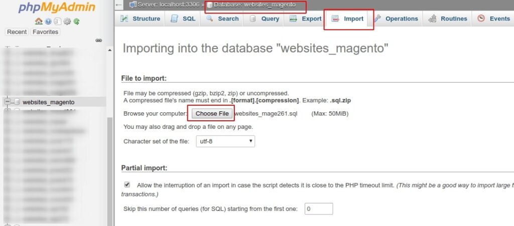 import database