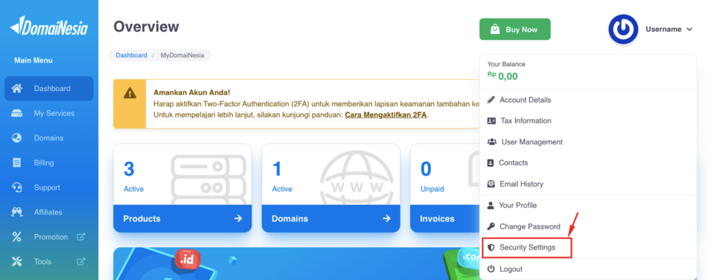 Cara Mengaktifkan Two Factor Authentication di DomaiNesia 6 Cara Mengaktifkan Two Factor Authentication