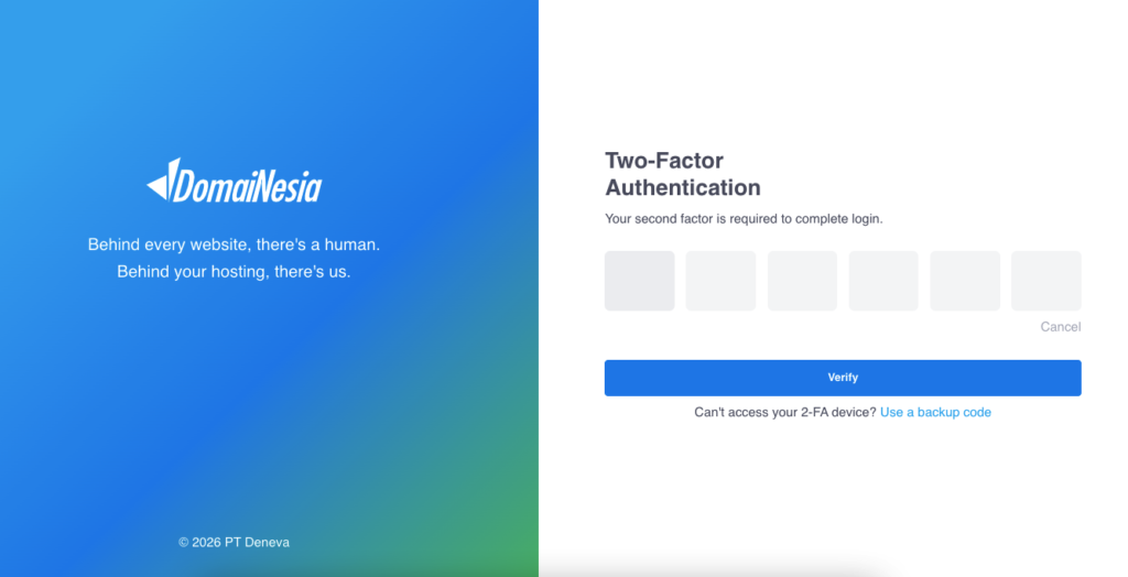 Cara Mengaktifkan Two Factor Authentication di DomaiNesia 16 Cara Mengaktifkan Two Factor Authentication