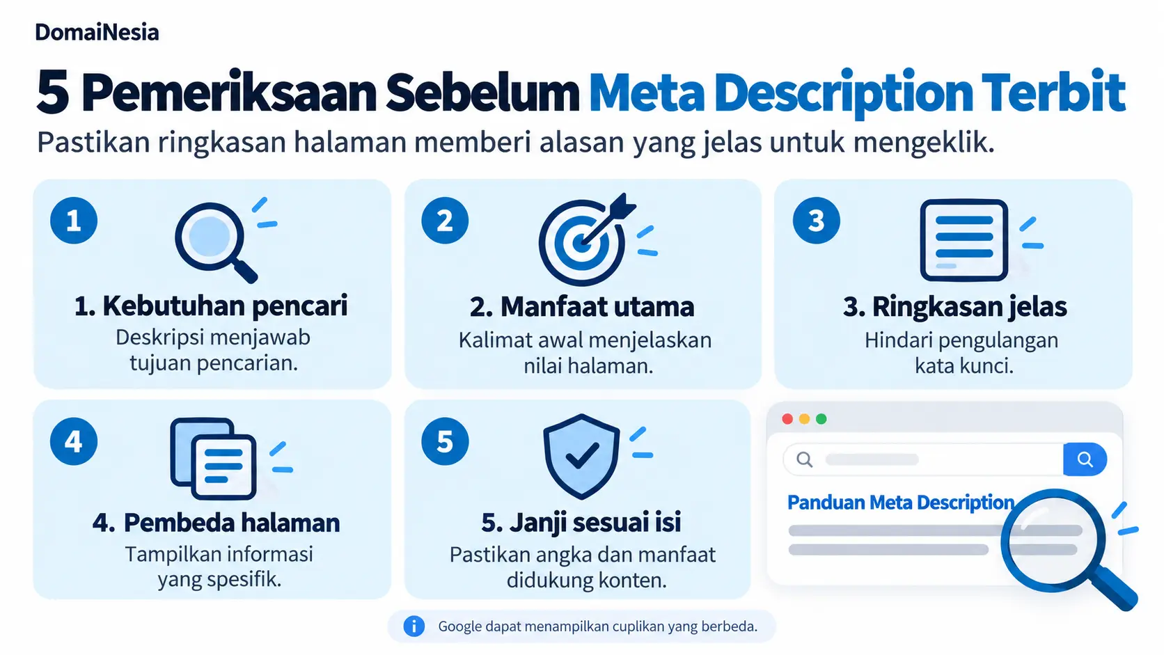 Menulis Meta Description untuk Meningkatkan Traffic Website 2 Meta Description Pre-Publish Checklist