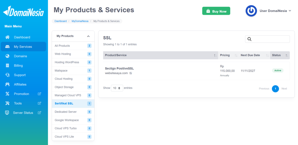 Cara Perpanjang SSL DomaiNesia 3 perpanjang SSL