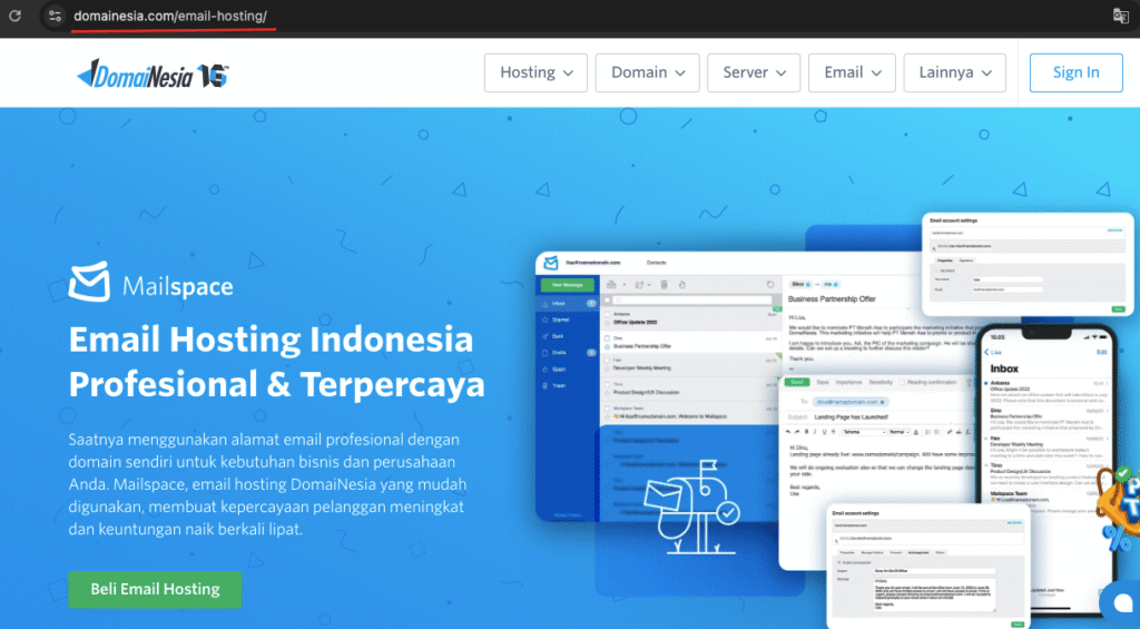 hosting-email untuk admin