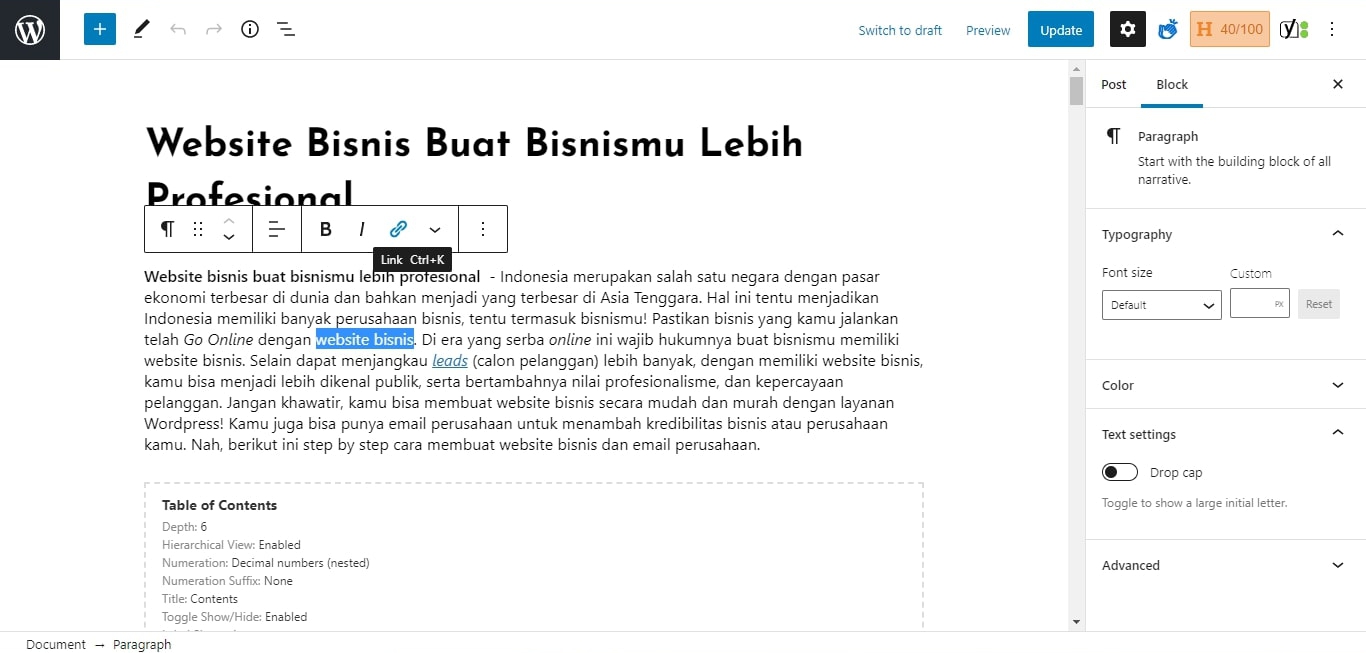 cara membuat link website