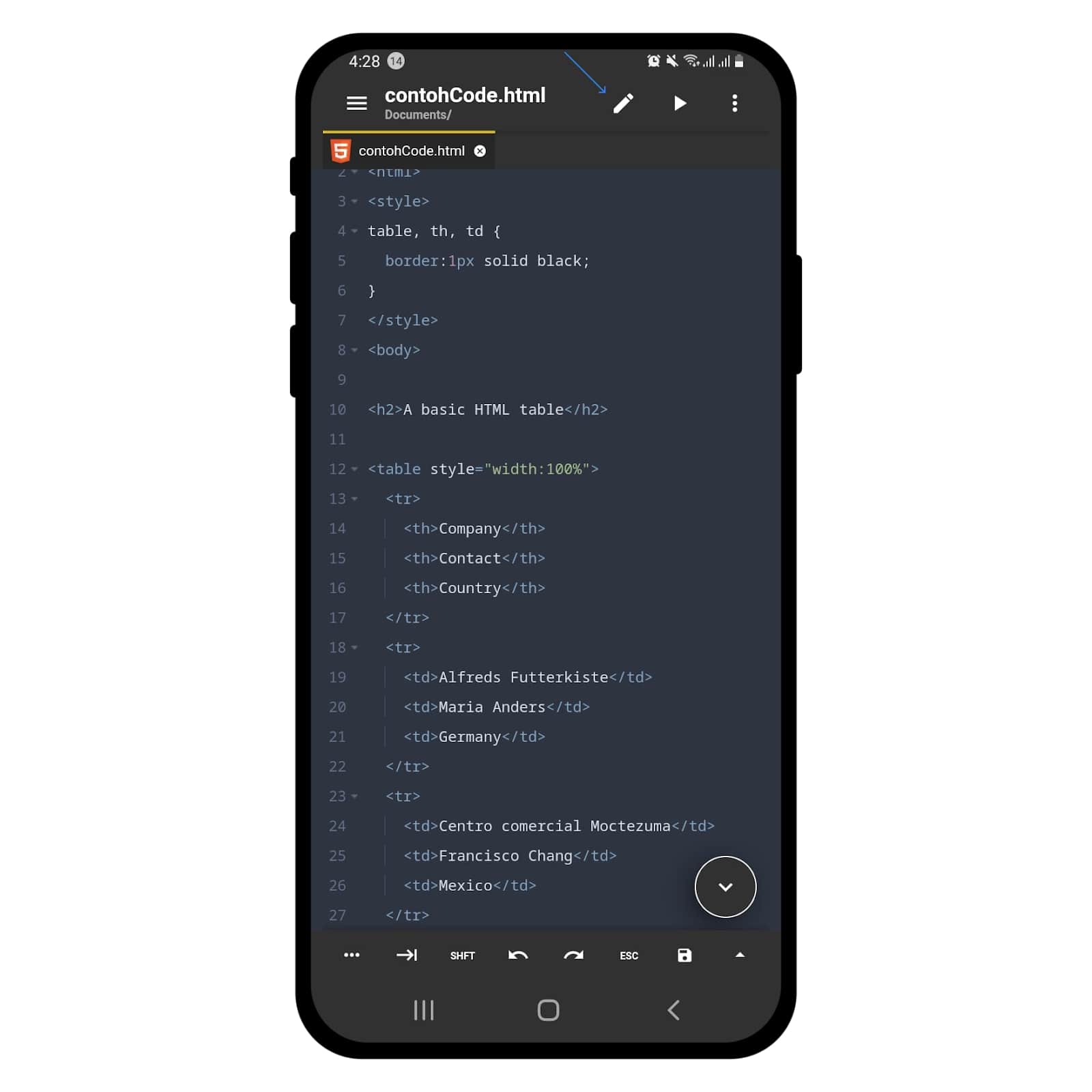 cara membuat website dengan html di android