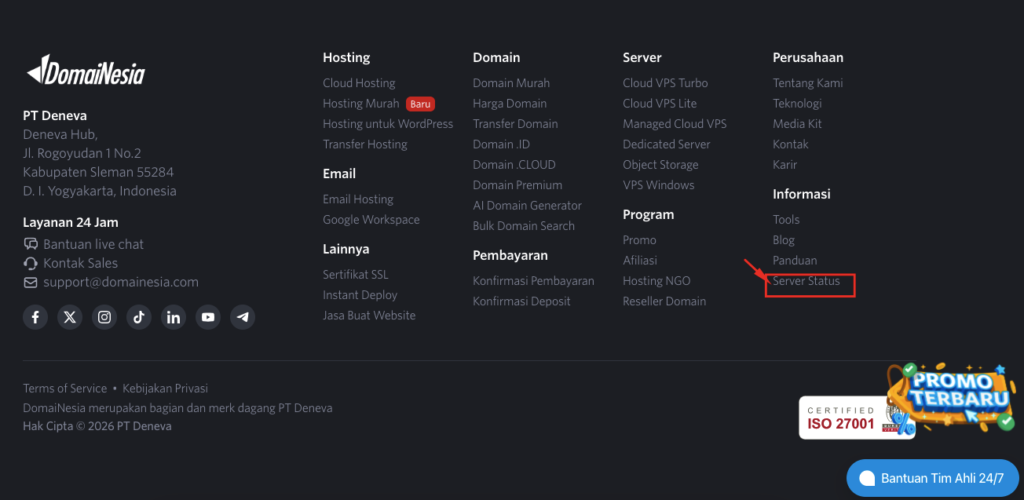 Panduan Melihat Status Server di DomaiNesia 2 melihat server status