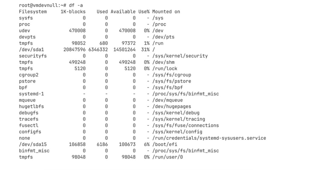 cek disk space vps