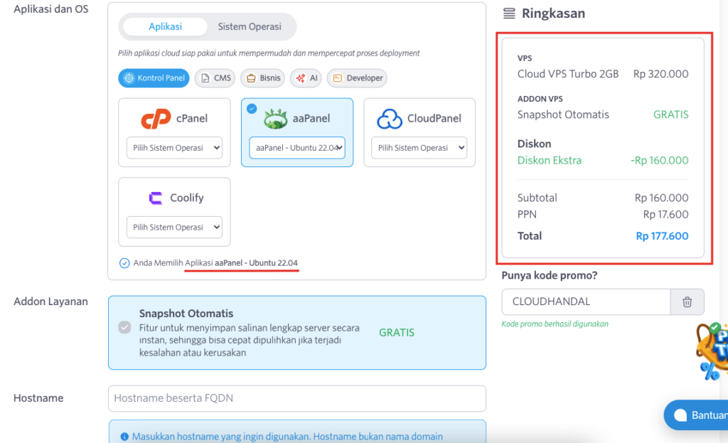 Cara Order Cloud VPS aaPanel DomaiNesia 11 Order Cloud VPS aaPanel