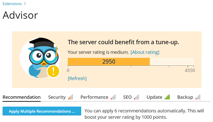 Audit Server Otomatis Dengan Fitur Advisor di Plesk Panel