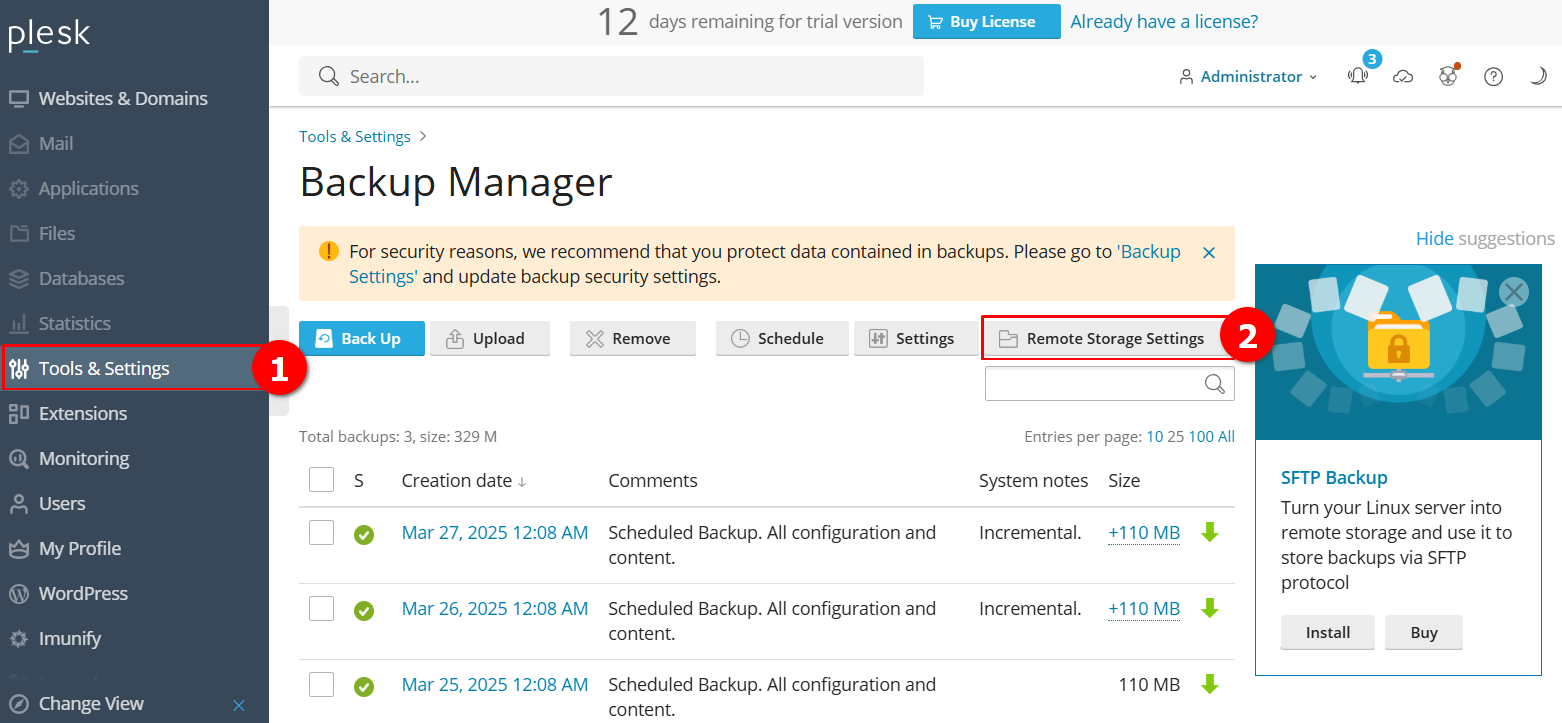 Cara Backup Ke Google Drive, Dropbox, OneDrive Di Plesk