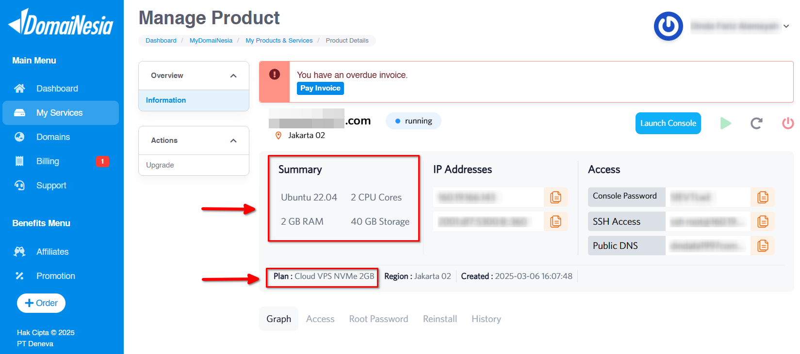 Cara Cek Spesifikasi Teknis VPS Melalui SSH & MyDomaiNesia