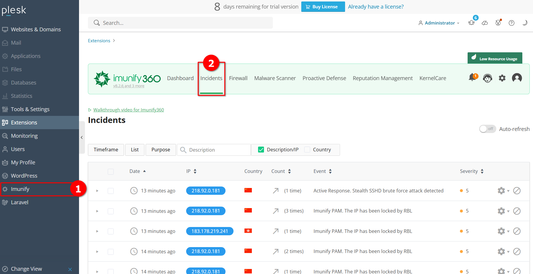 Deteksi Serangan di VPS Dengan Fitur Incidents Imunify360