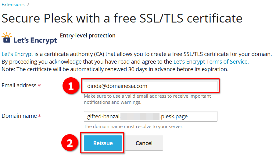 Cara Install SSL/HTTPS Let’s Encrypt di Hostname Plesk VPS