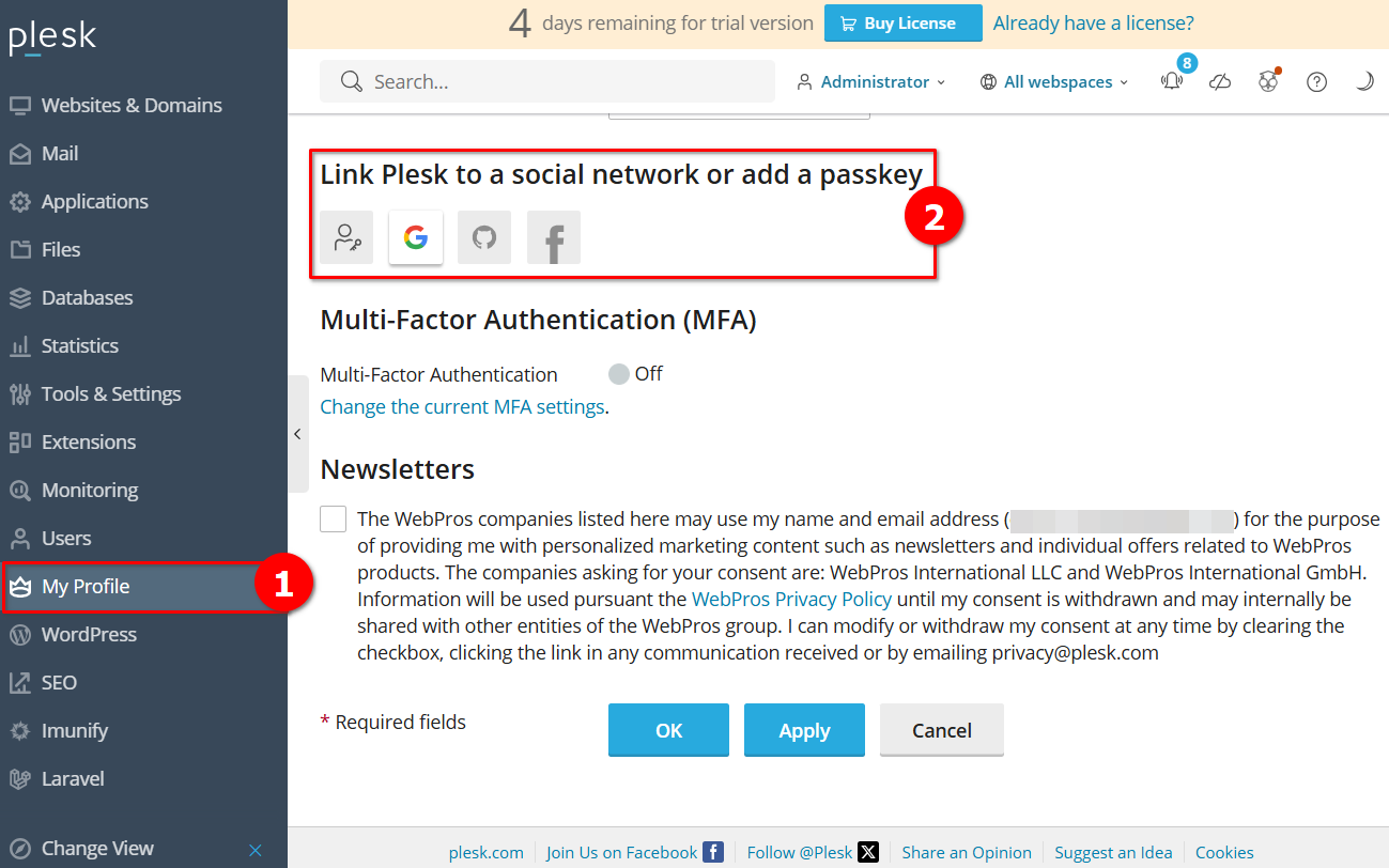 Cara Login Plesk Panel Lewat Akun Sosial Media di VPS