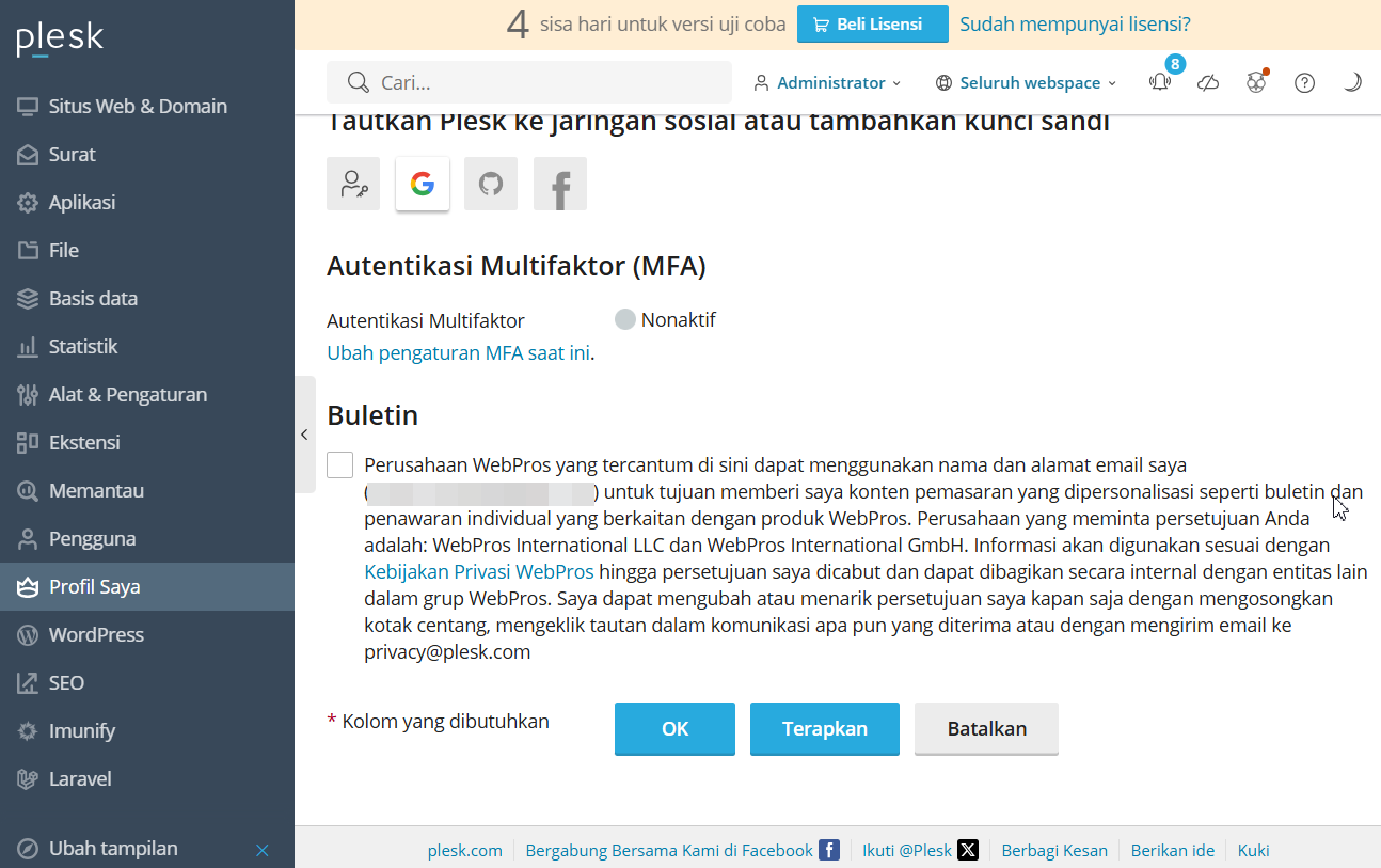 Cara Menambah Bahasa Indonesia dan Waktu Lokal di Plesk
