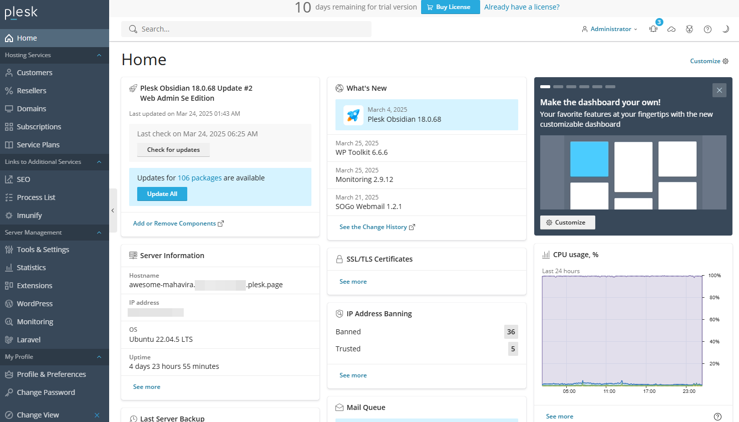 Cara Mengubah Tampilan Dashboard Plesk di Cloud VPS