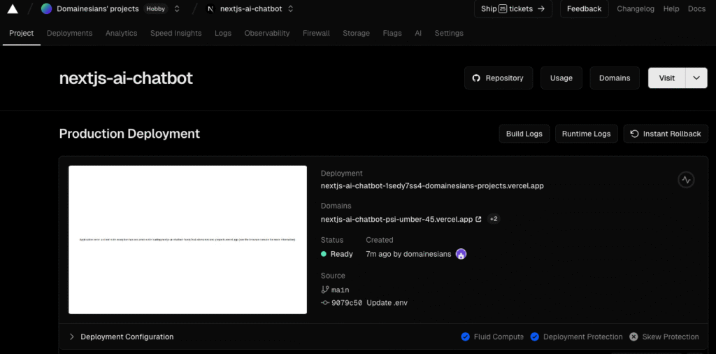 Custom Domain di Vercel