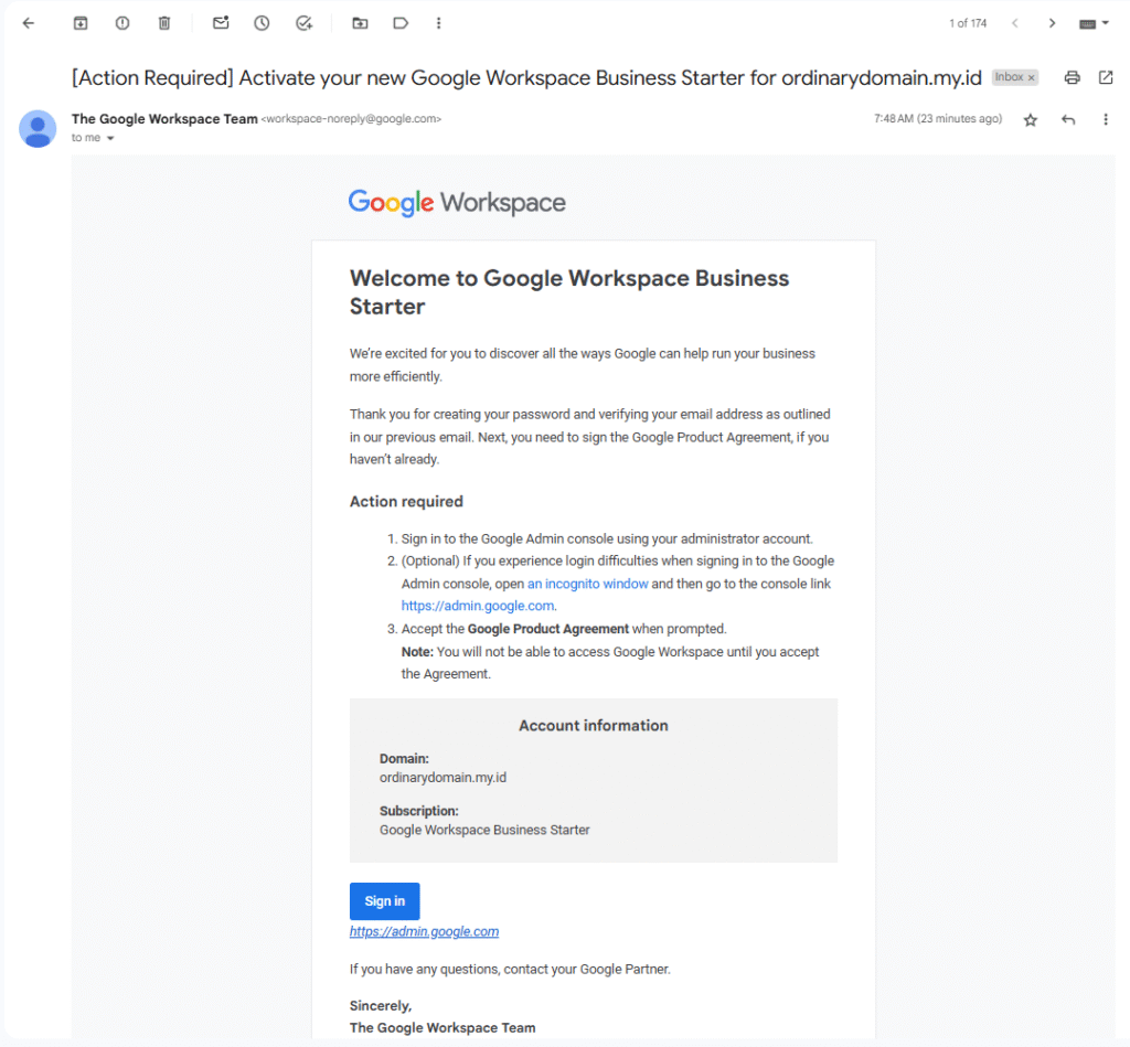 Cara setting Google Workspace