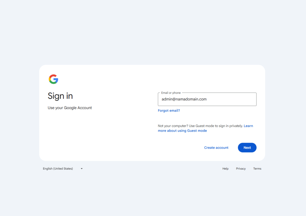 Cara setting Google Workspace