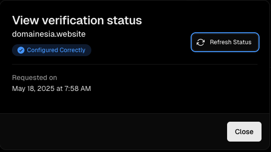 Custom Domain di Vercel