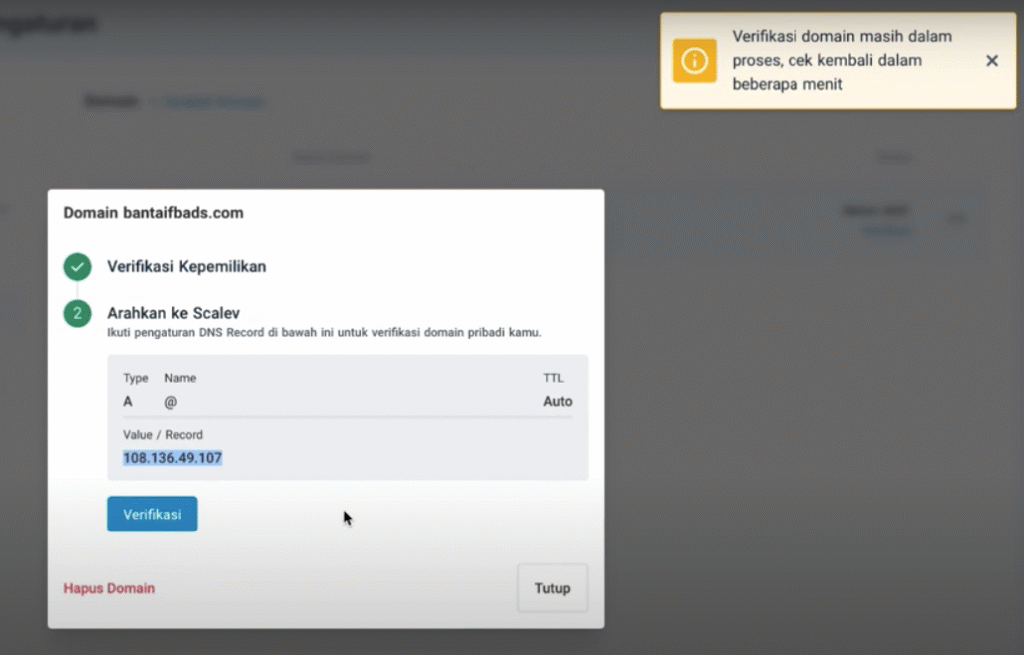 Custom Domain di Scalev