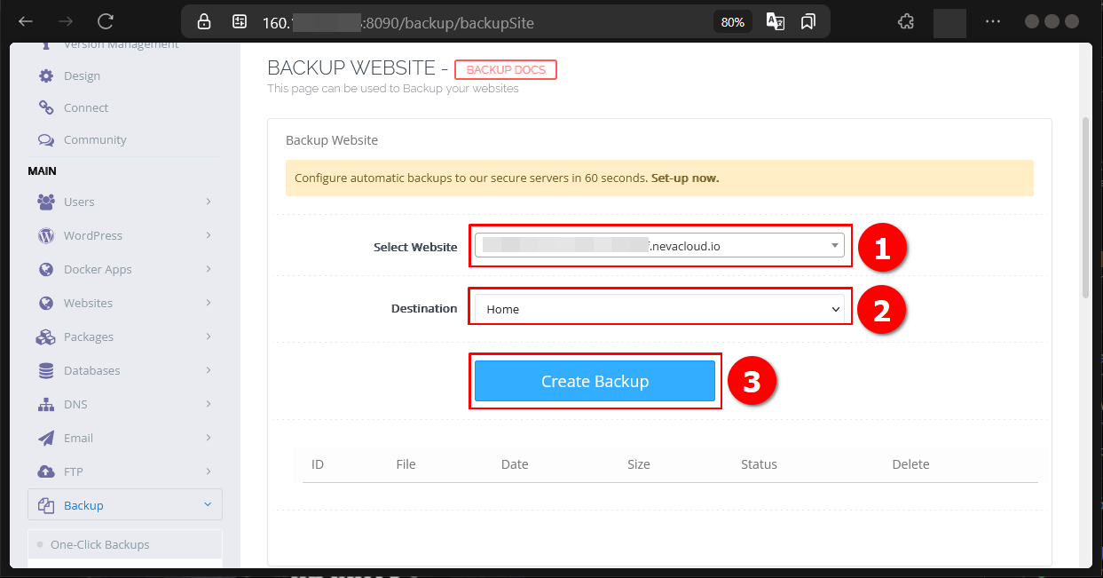 Cara Backup Dan Restore Web di CyberPanel Pada Cloud VPS