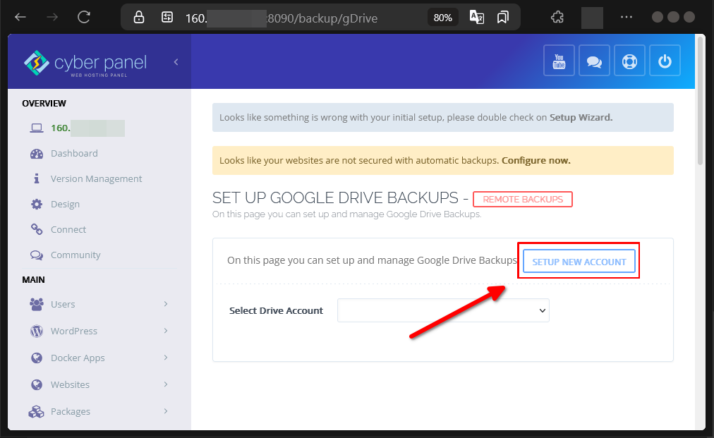 Cara Backup Dengan Google Drive di CyberPanel Pada VPS
