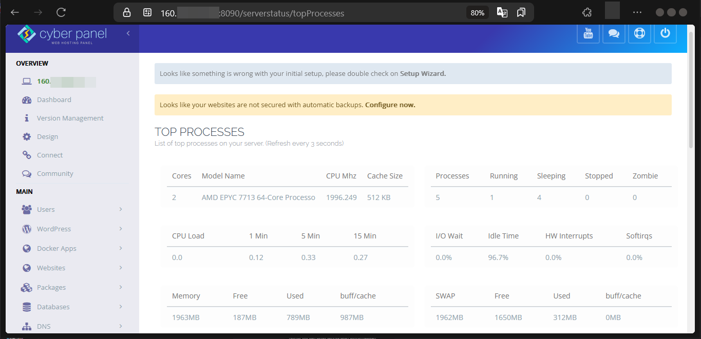 Cara Cek Layanan dan Proses di CyberPanel Pada Cloud VPS