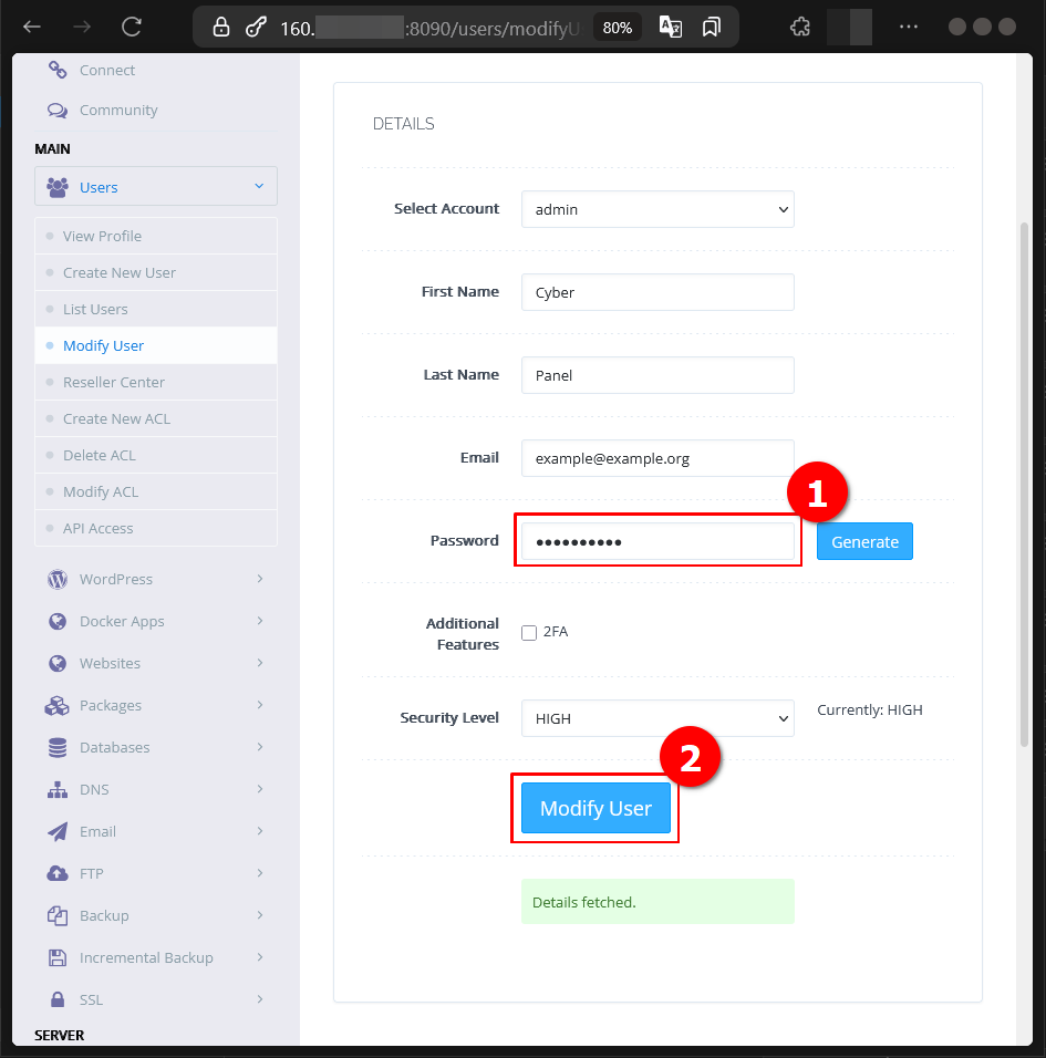 Cara Ganti Sandi Akun di CyberPanel Pada Cloud VPS