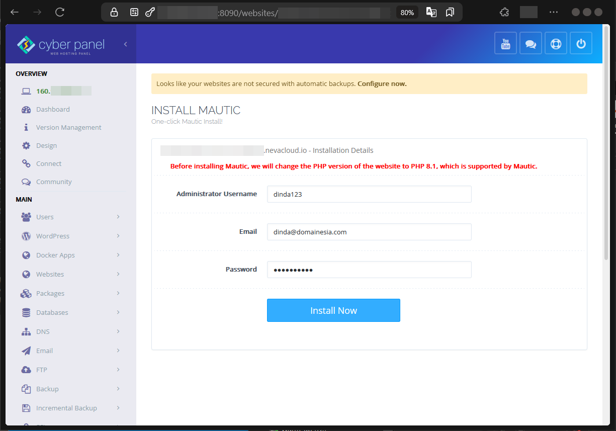 Cara Install Mautic di CyberPanel Untuk Tool Marketing