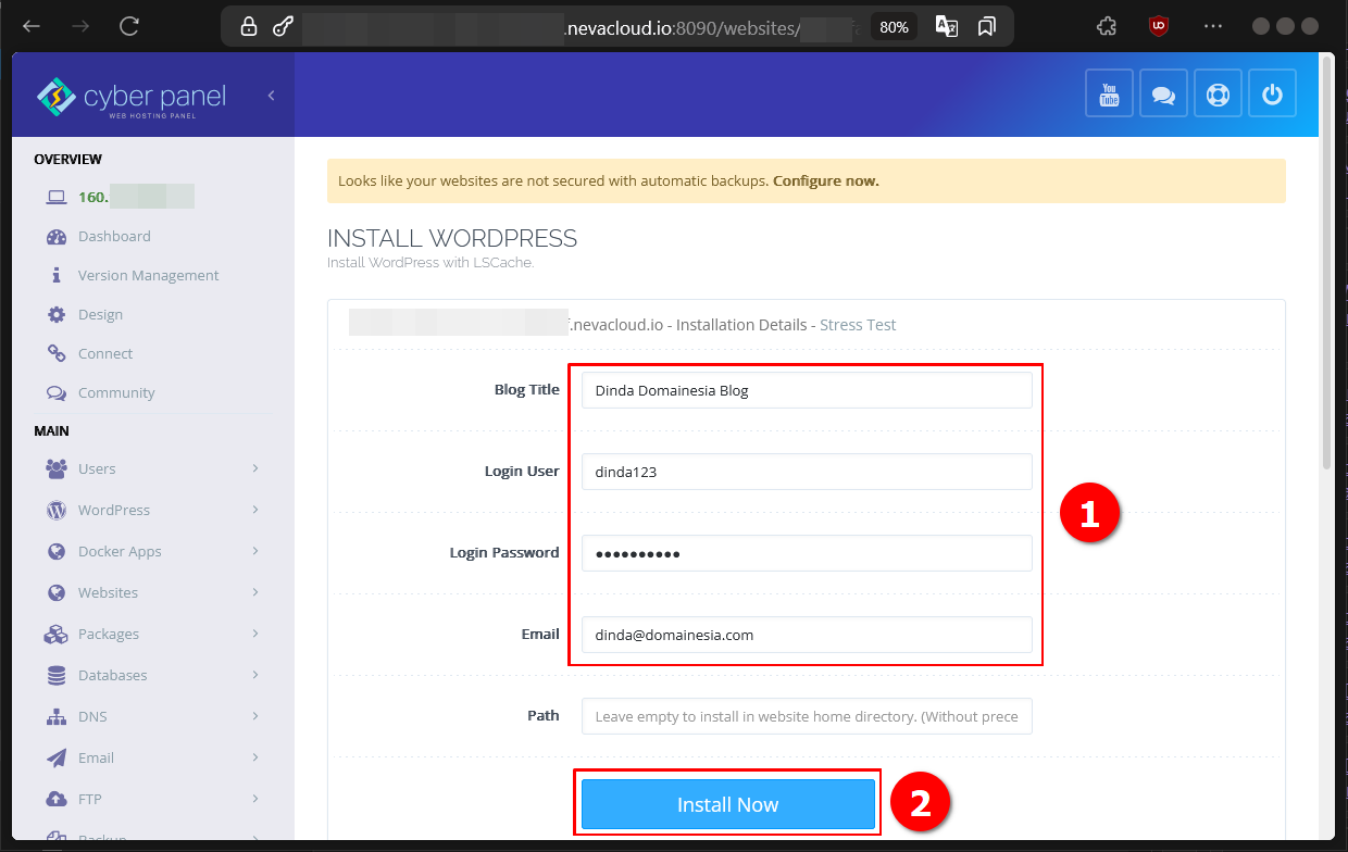 Cara Install WordPress di CyberPanel Pada Cloud VPS