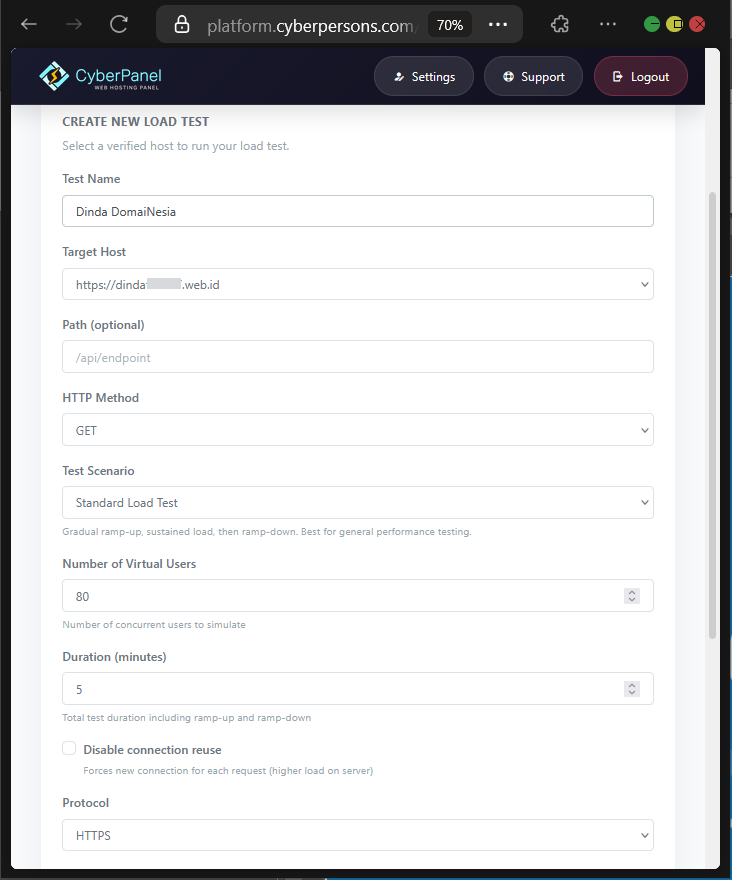 Cara Load Testing Web di CyberPanel Untuk Uji Performa