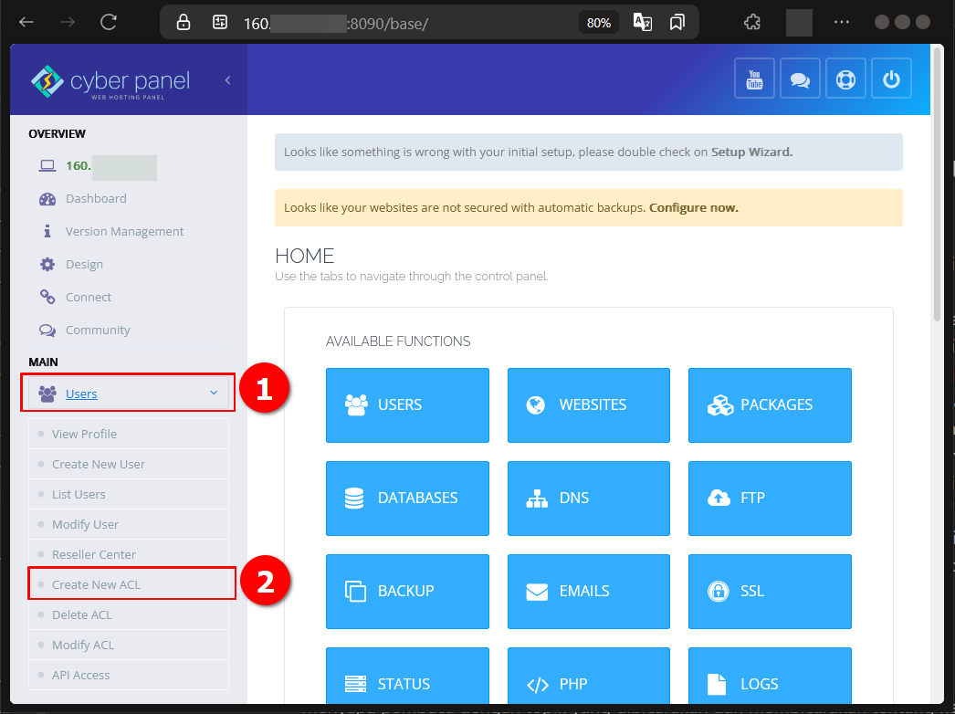 Cara Menambah ACL di CyberPanel Pada CLoud VPS