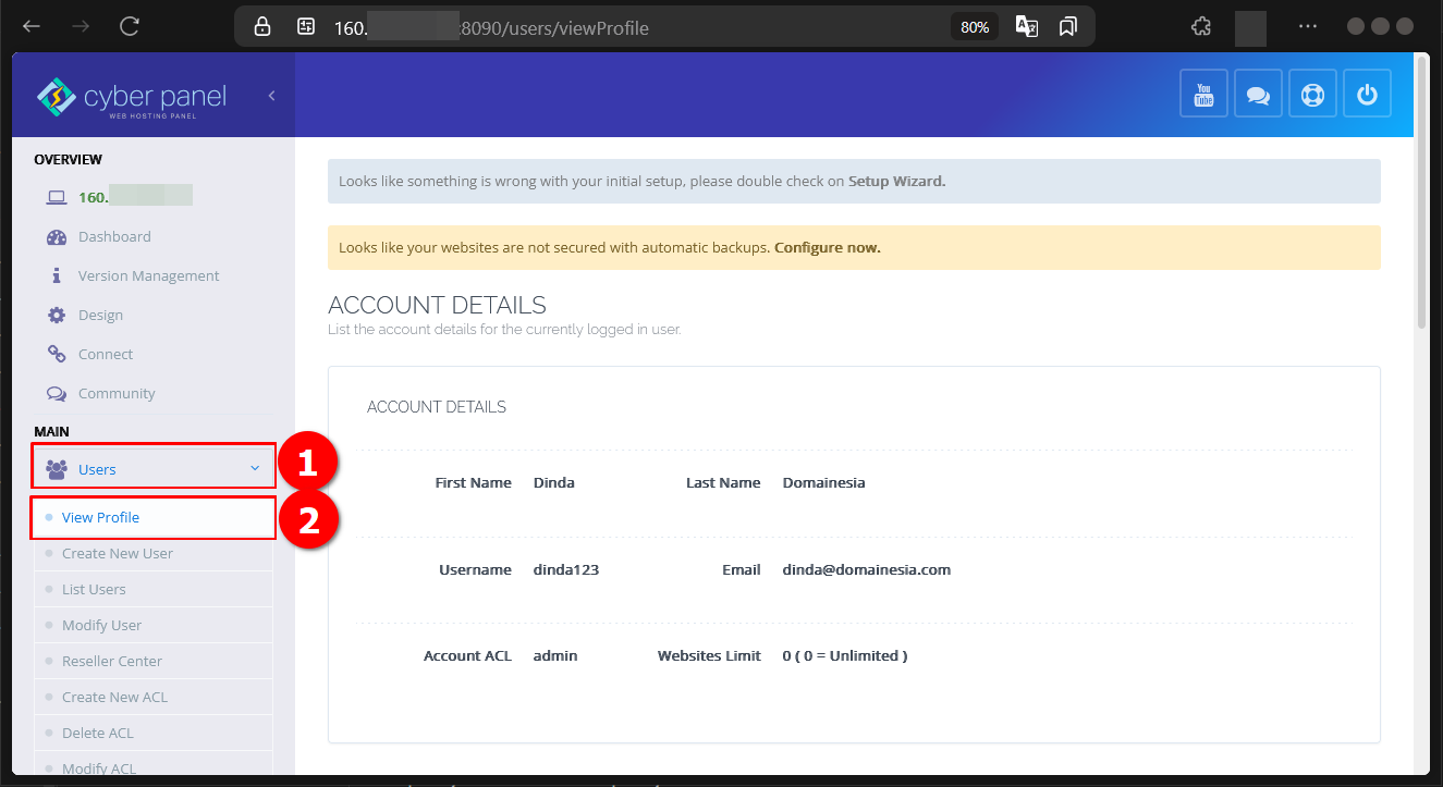 Cara Menambah Akun di CyberPanel Pada Cloud VPS