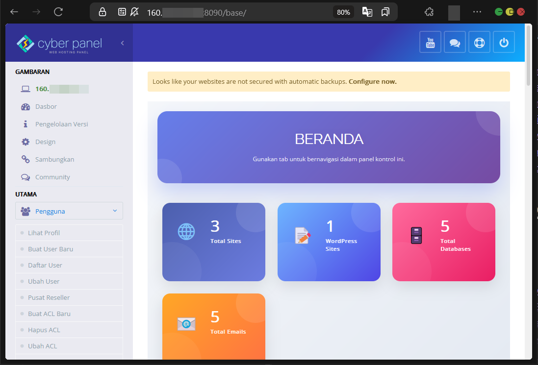 Cara Mengubah Lokalisasi Bahasa dan Waktu di CyberPanel