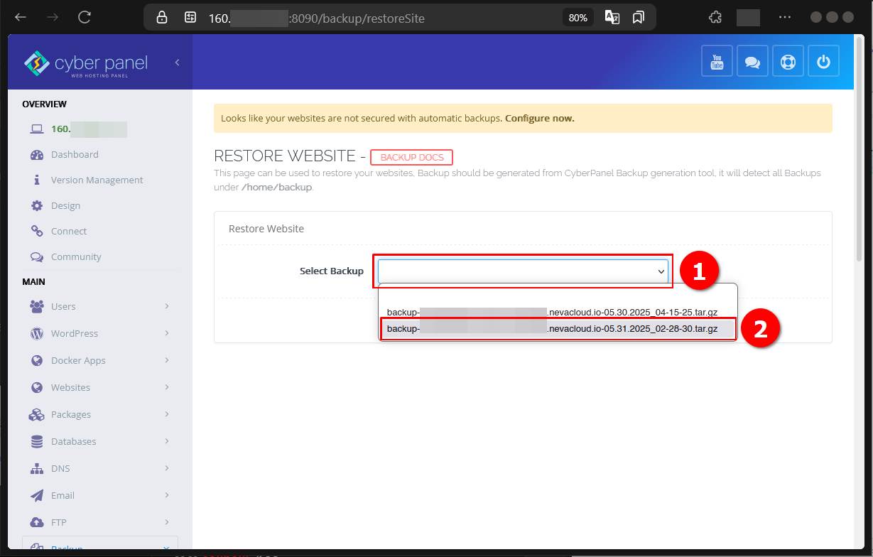 Cara Restore Backup Google Drive CyberPanel di Cloud VPS