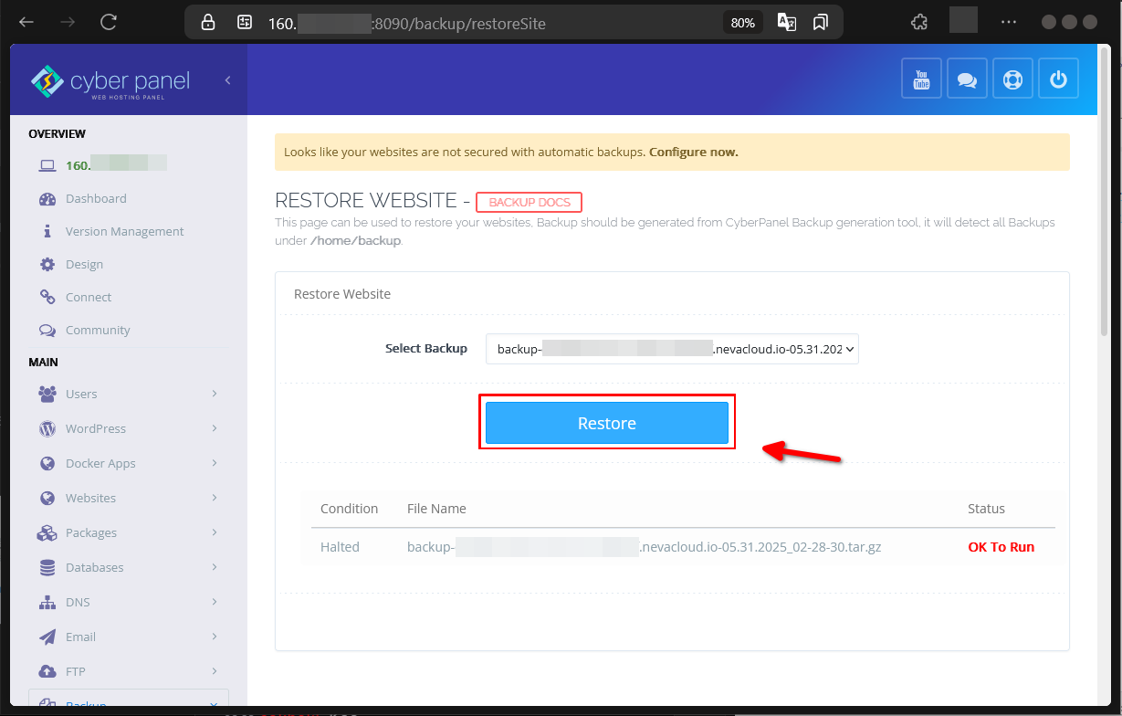 Cara Restore Backup Google Drive CyberPanel di Cloud VPS