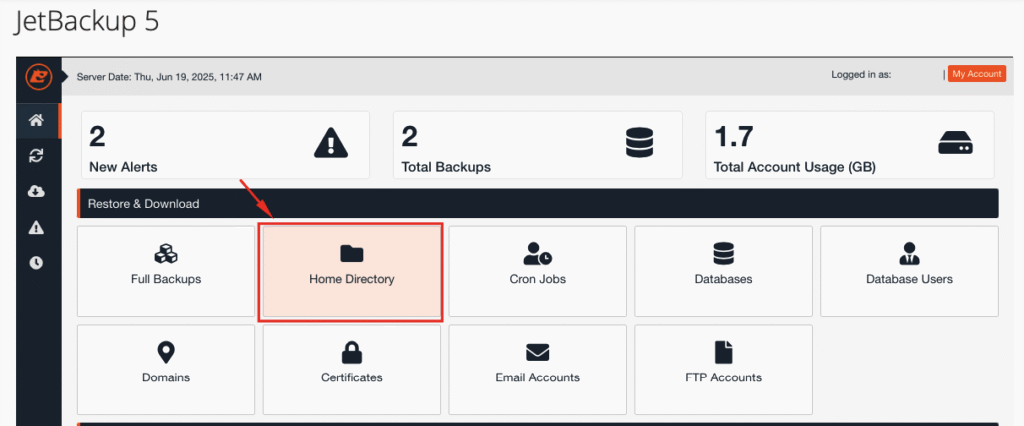Restore Spesifik File atau Folder Jetbackup