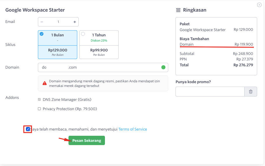 Cara Order Google Workspace