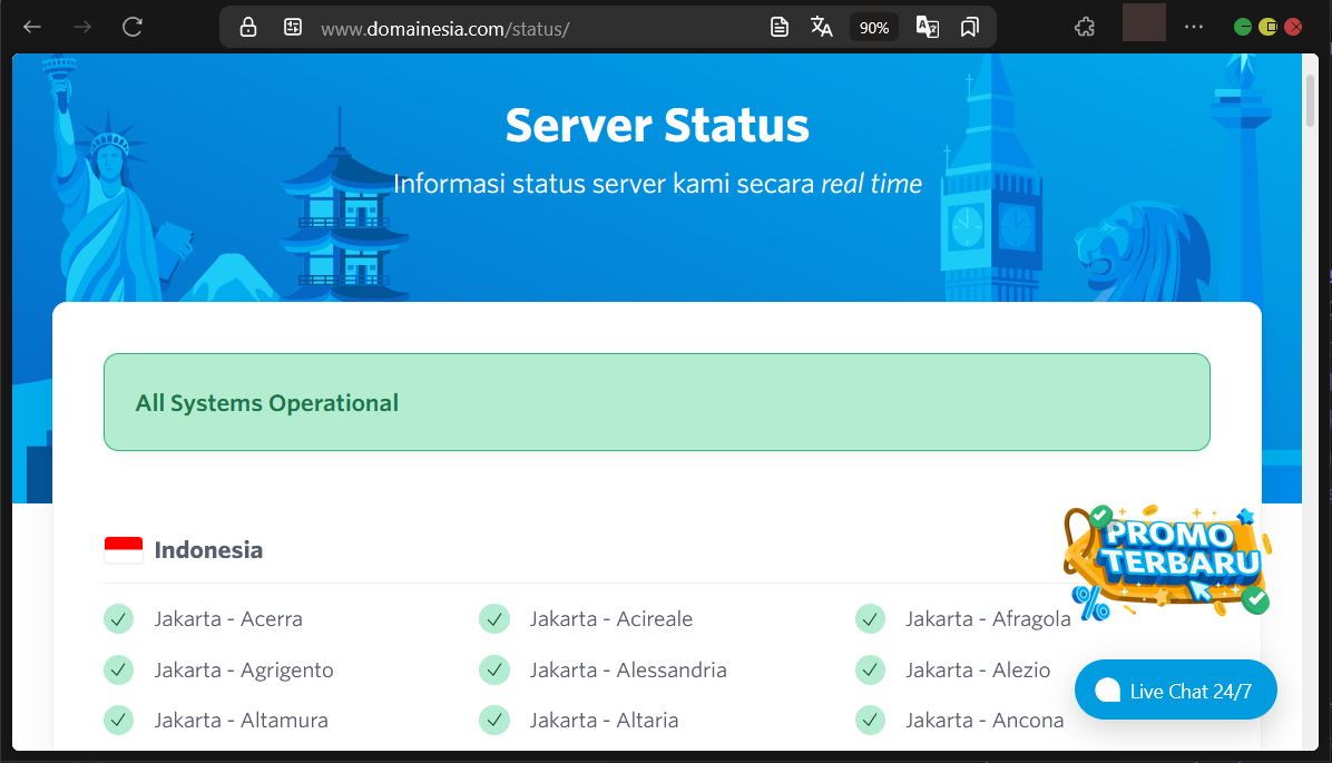 Cara Cek Status Server DomaiNesia Dan Jadwal Pemeliharaan