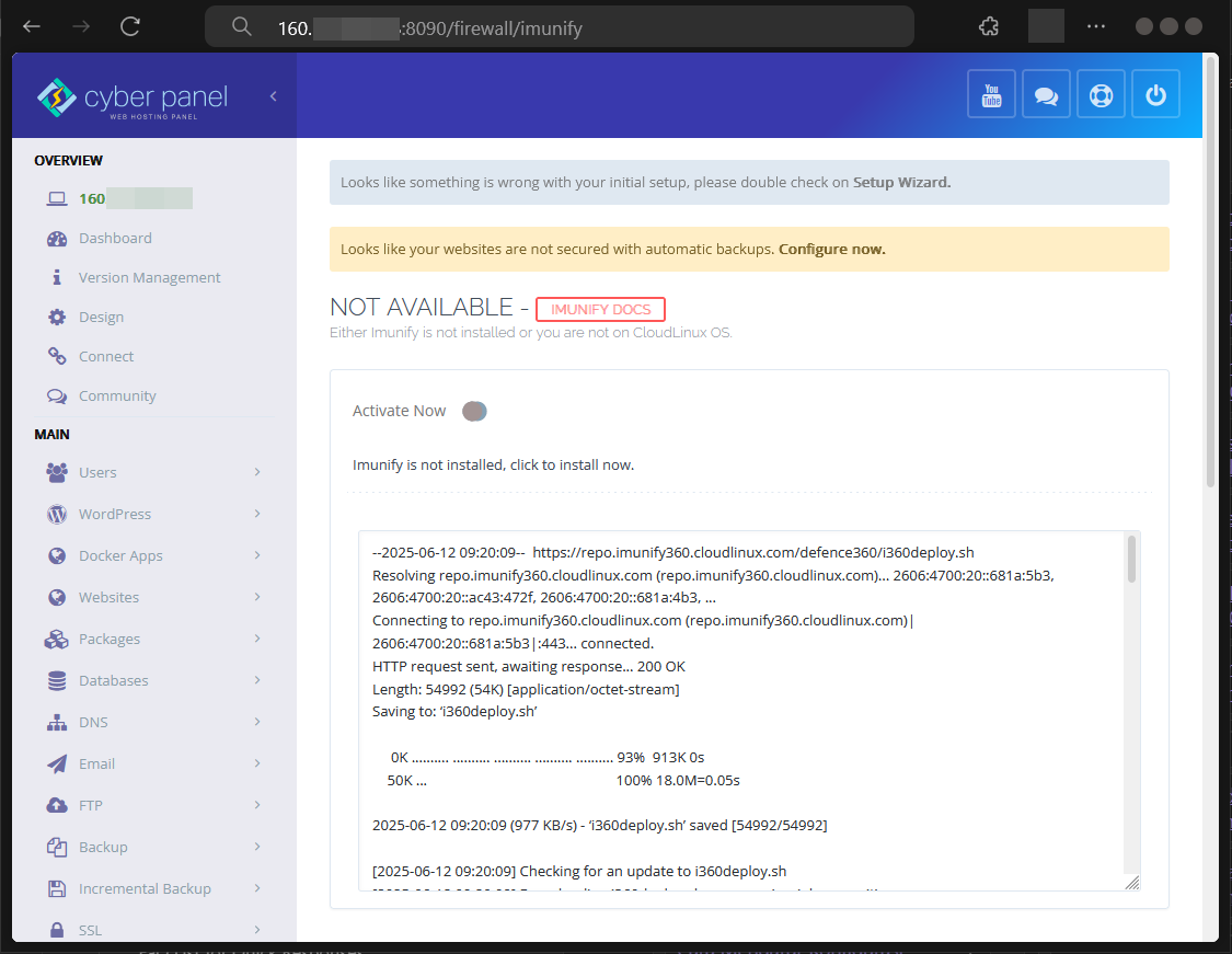 Cara Install Imunify360 di CyberPanel Pada Cloud VPS