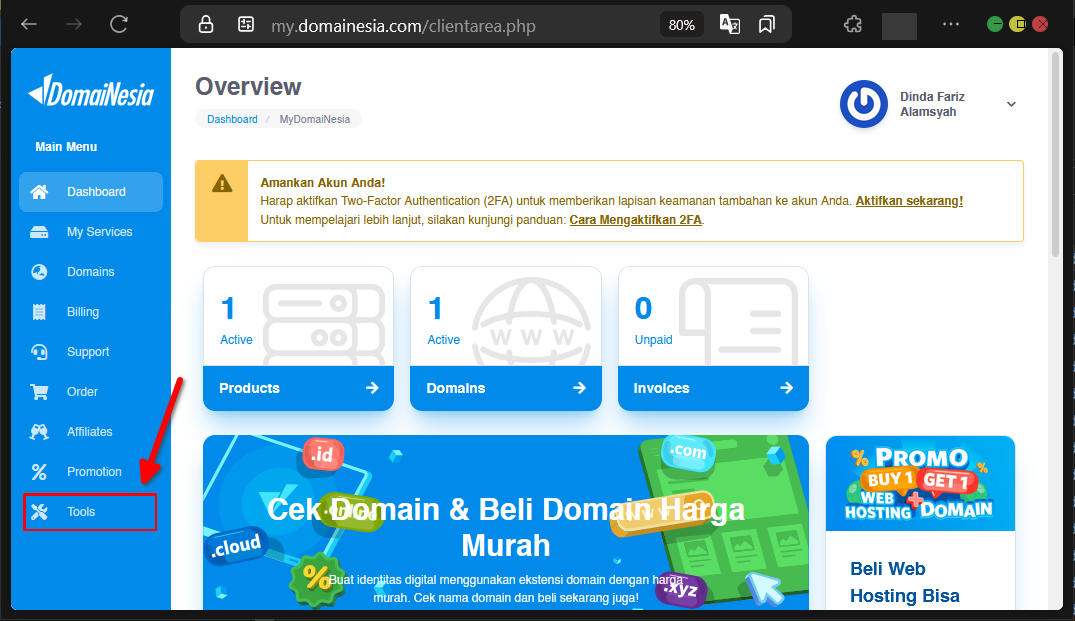 Panduan & Akses DomaiNesia Web Tools Untuk Diagnosis Web