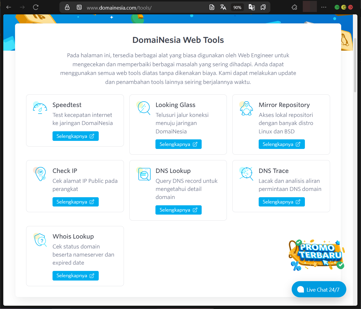 Panduan & Akses DomaiNesia Web Tools Untuk Diagnosis Web